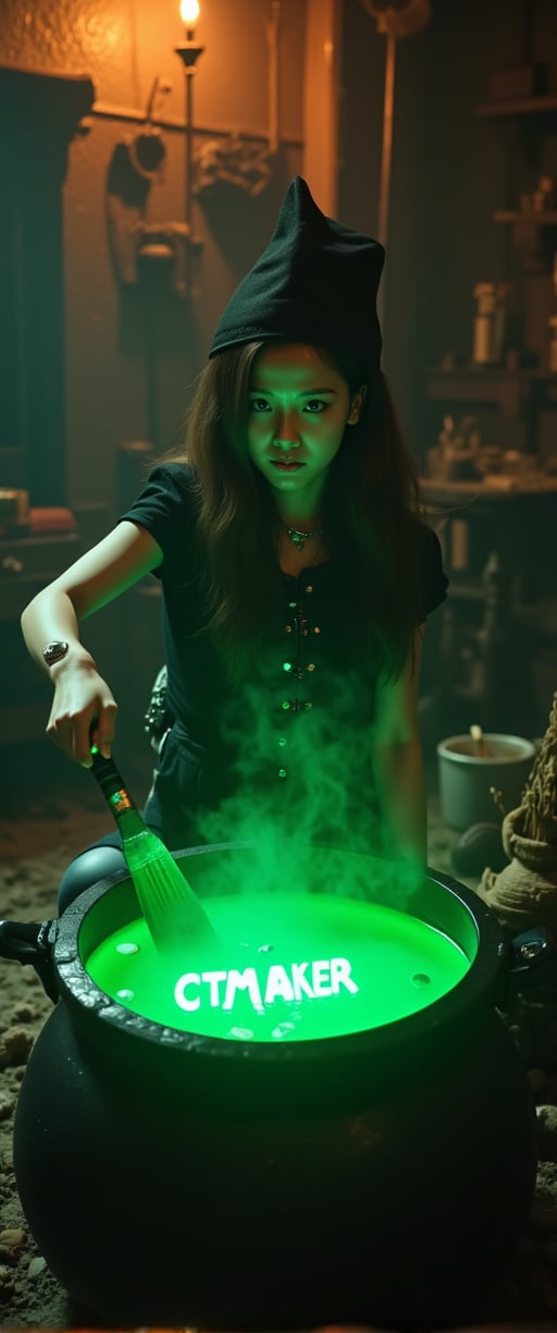  70mm lens, full-color photograph, shadows, cinematics lighting, volumetric lights, realistic lights, three quarter view, film grain, BREAK, Background: a witch's hut, dark, Top down view of a young witch, stirring in a cauldron full of a green soup-like liquid, eye-balls floating in the soup, green luminescent text in the soup that says: "CTMAKER", orange light in the back ground, looking at the viewer





.

.. Film grain and blur enhance the cinematic feel, transporting us back to a low-res 1980s movie screen.,ct-jennie,ct-vero13,ct-smeraldity,ct-bibity
t.,ct-chasartre,ct-bustyy2,ct-kbright,ct-chainb,ct-biskitity,ct-rosity,ct-smeraldity,ct-hyuntity,ct-leetity,ct-arix,ct-savaga,ct-muun,ct-vituajis,ct-identityV2,ct-dbe,ct-blondie,ct-amantity,ct-portuguitity,ct-blodolx