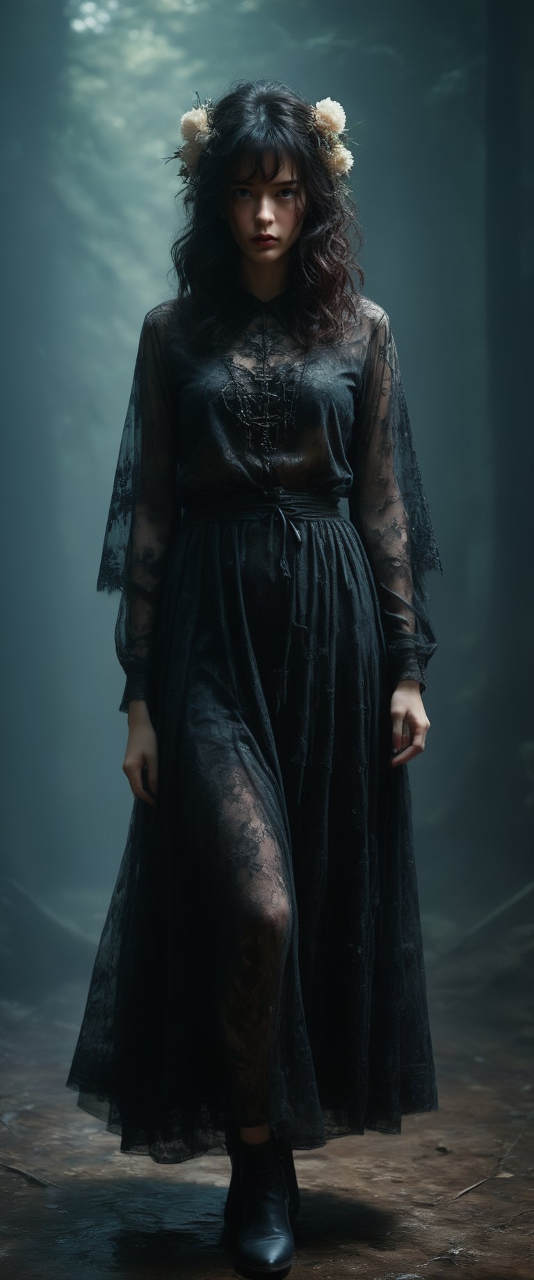 breathtaking ethereal RAW photo of female (monja sexy ,  minifalda y medias arrodillada con las rodillas seraparas ,  braz...