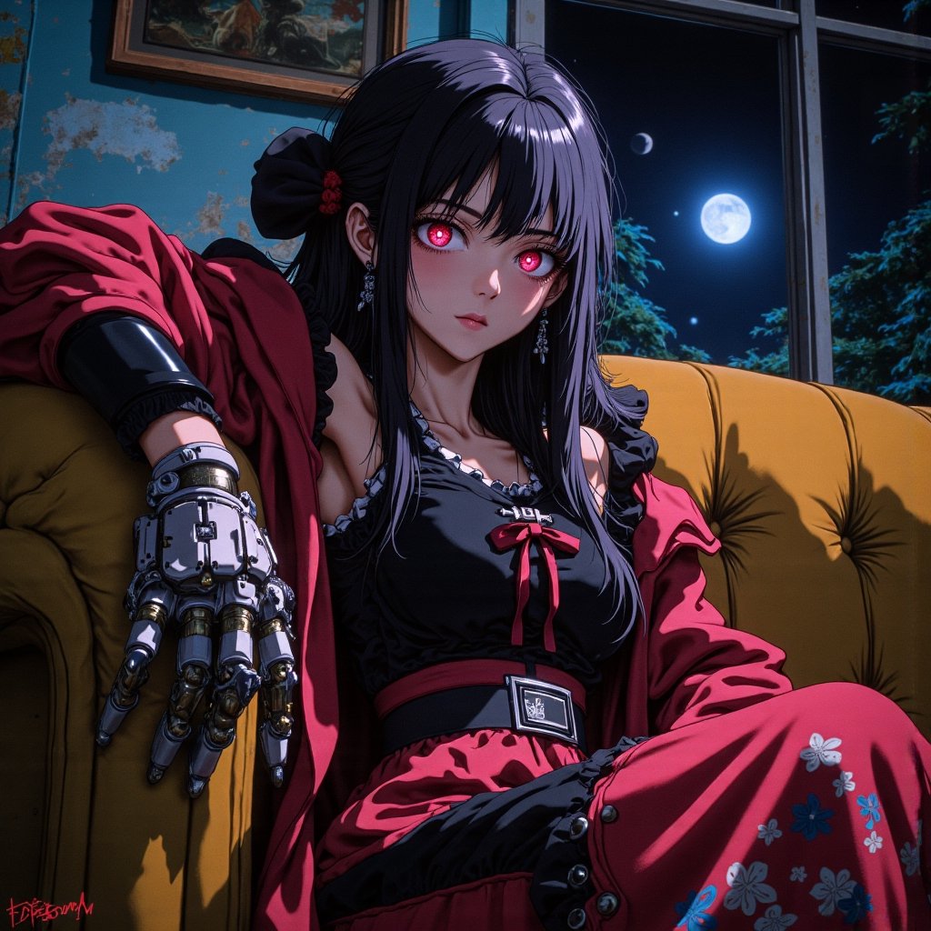 Prompt: (Ultra-detailed digital art masterpiece,  retro 90s aesthetic,  inspired by Yoshiaki Kawajiri by ctmaker on Tensor...