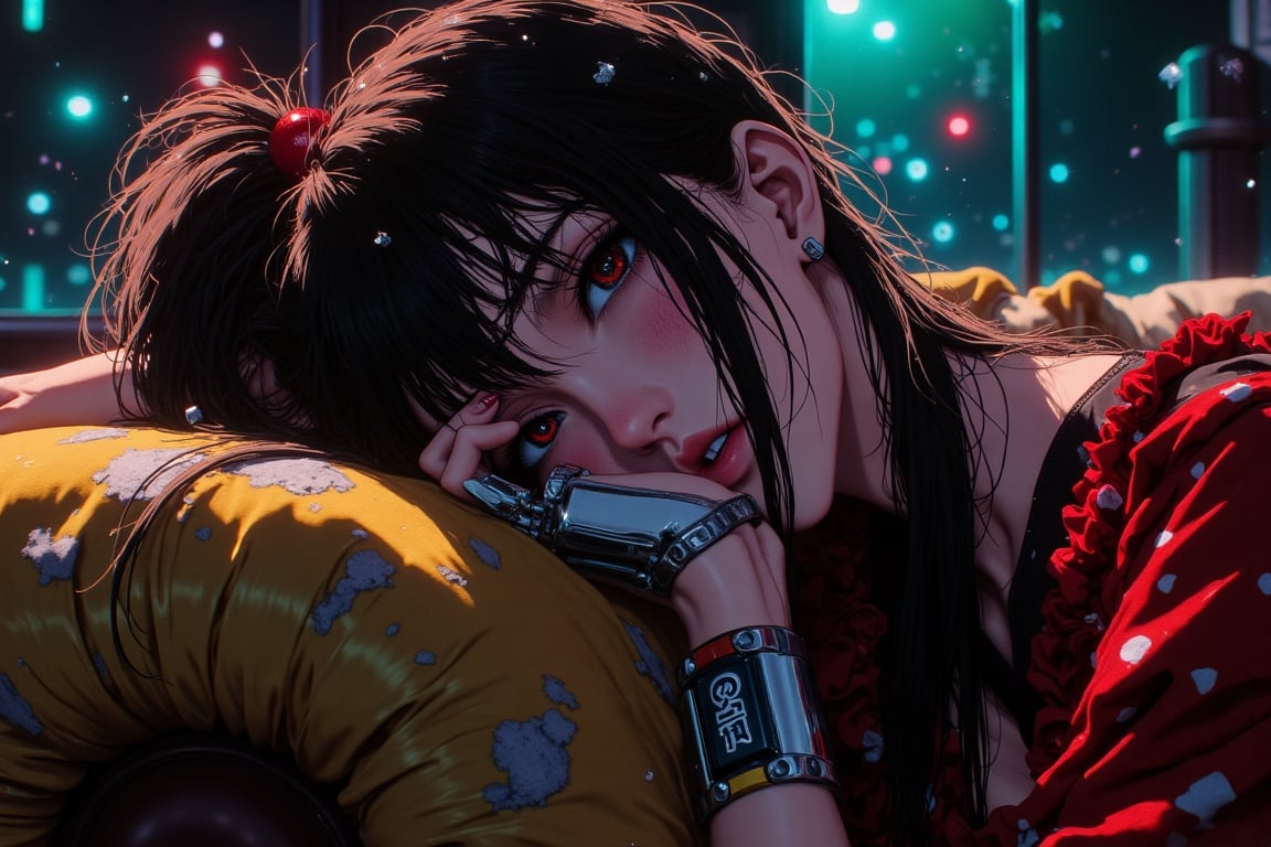 Prompt: (Ultra-detailed digital art masterpiece,  retro 90s aesthetic,  inspired by Yoshiaki Kawajiri by ctmaker on Tensor...