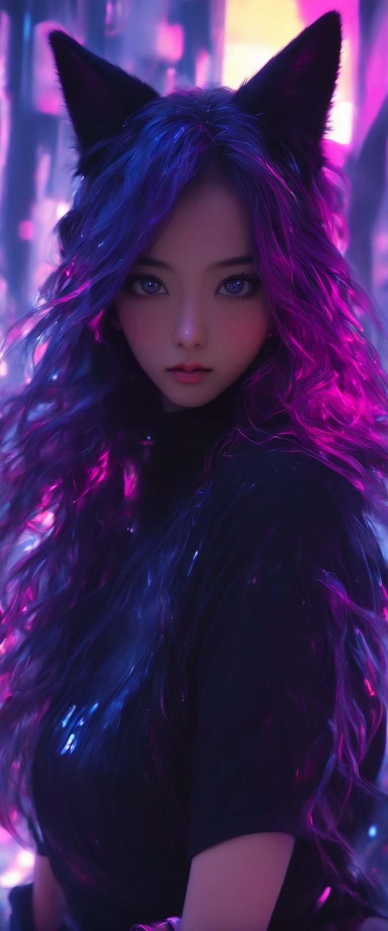 Defaults17Style, 1girl, big eyes, beautiful korean girl, jewelry, solo BREAK  masterpiece, best quality, highres, (multicolored hair:1.1), beautiful face, clas, awesome pose, sexy tech bikini, SilverWolfV5, urban techwear,cat ear,Rabbit ear,urban techwear,frey4
,ct-niji3, cinematic moviemaker style,Movie Still,sooyaaa,analog, ct-nijireal