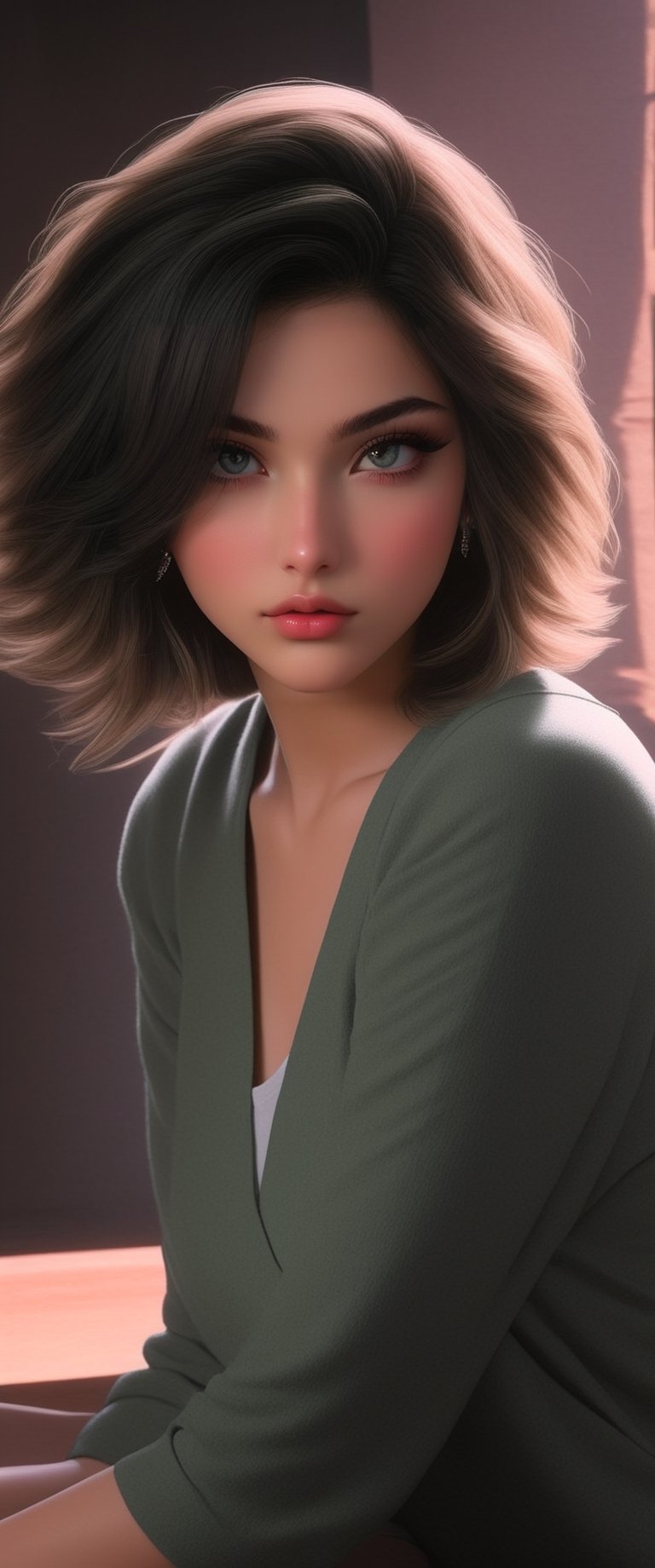 Highly detailed portrait of a girl sitting,  sad cruying, by ctmaker on Tensor.Art