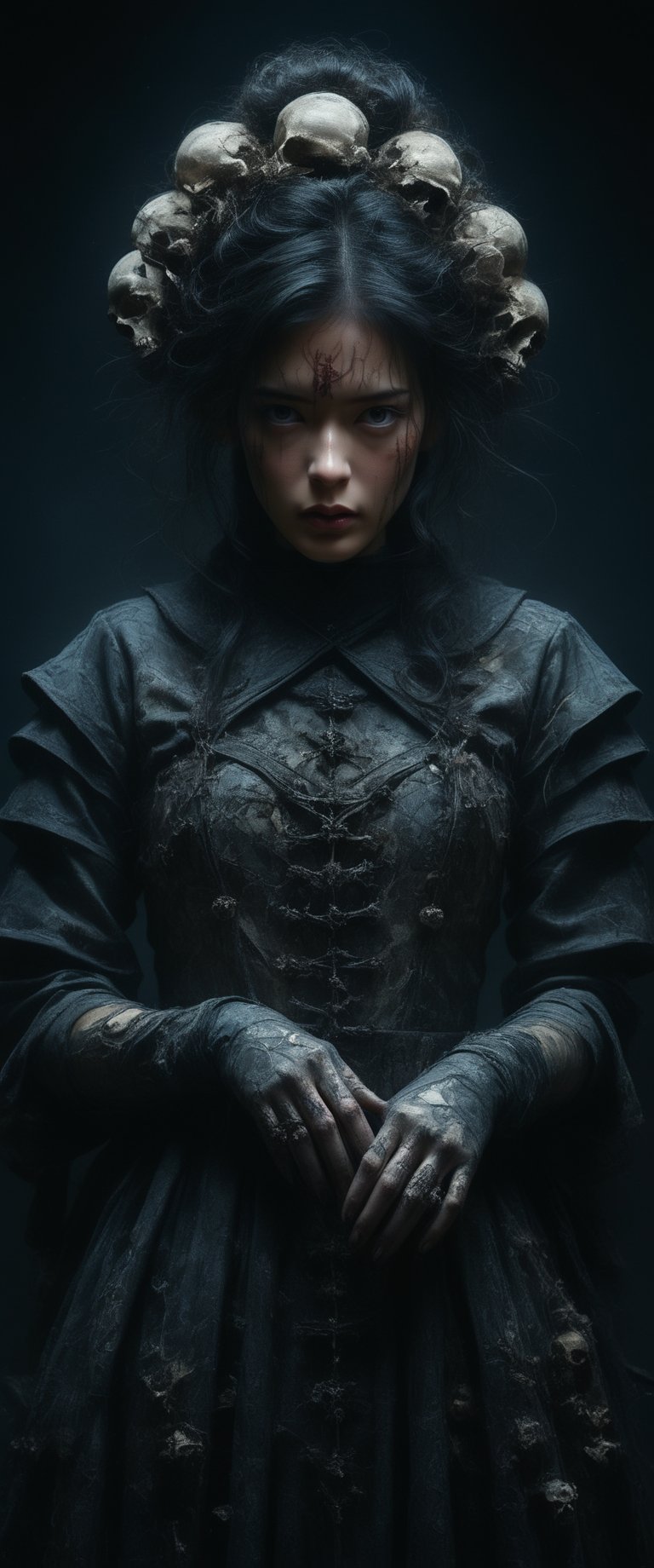 breathtaking ethereal RAW photo of female (monja sexy ,  minifalda y medias arrodillada con las rodillas seraparas ,  braz...