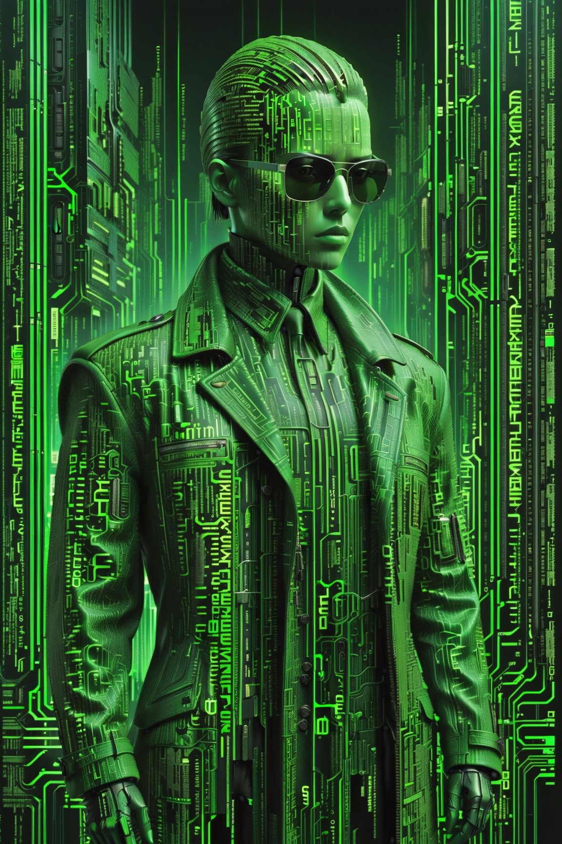 Matrix code Enigma Art Style,  made up of detailed green lines of digital code,  highly detailed by miramura101 on Tensor.Art