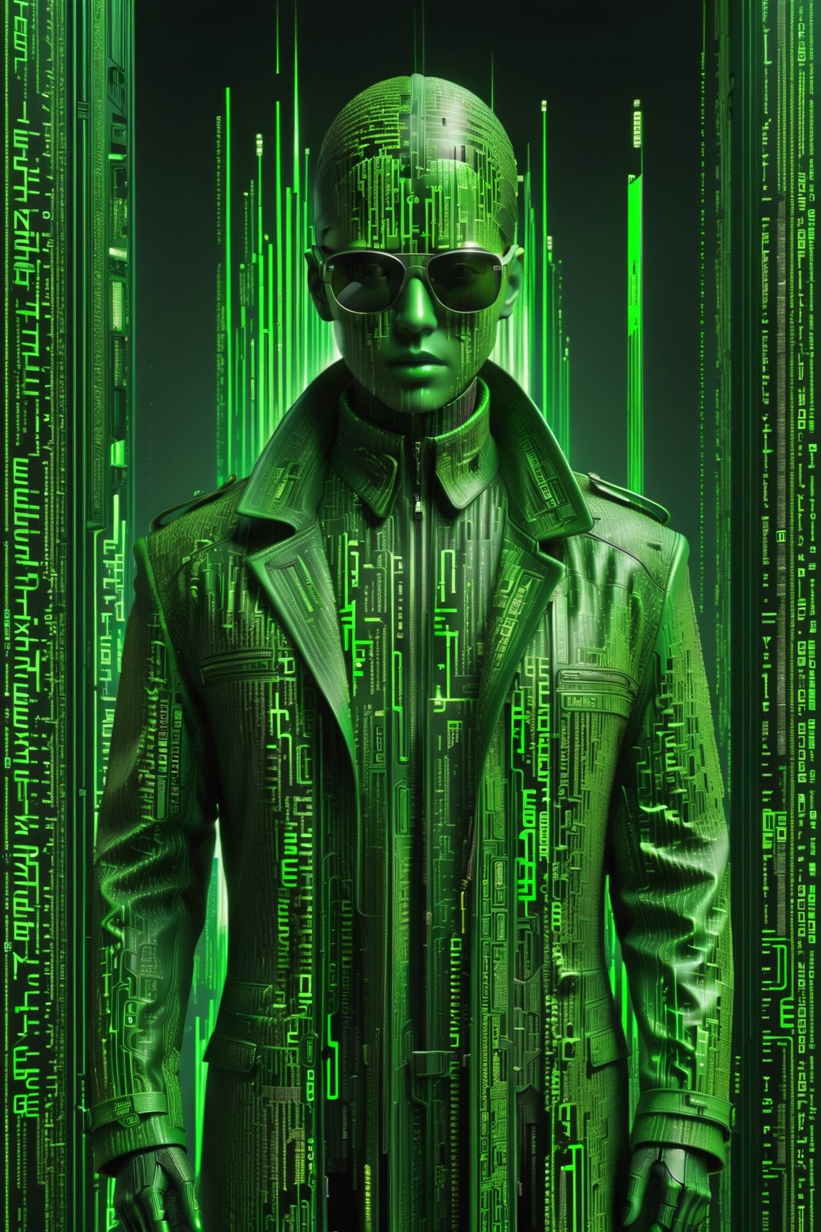 Matrix code Enigma Art Style,  made up of detailed green lines of digital code,  highly detailed by miramura101 on Tensor.Art