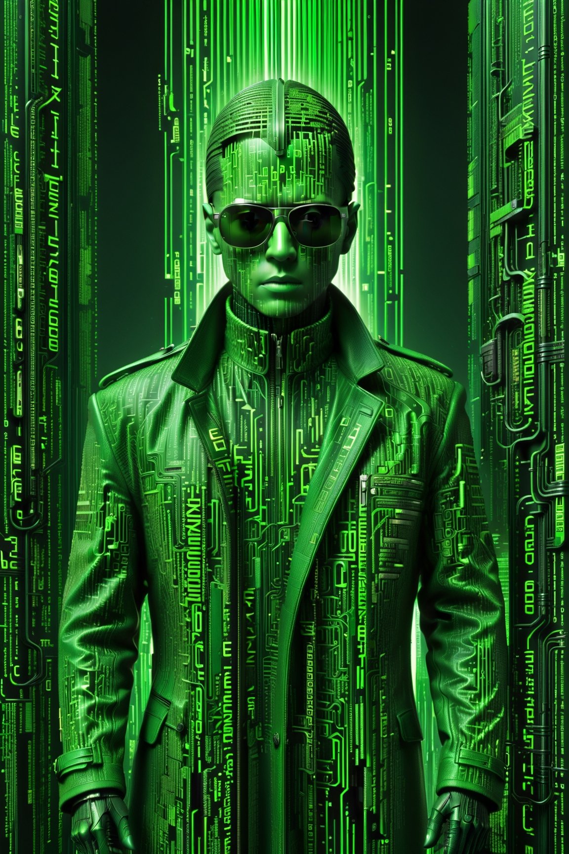 Matrix code Enigma Art Style,  made up of detailed green lines of digital code,  highly detailed by miramura101 on Tensor.Art