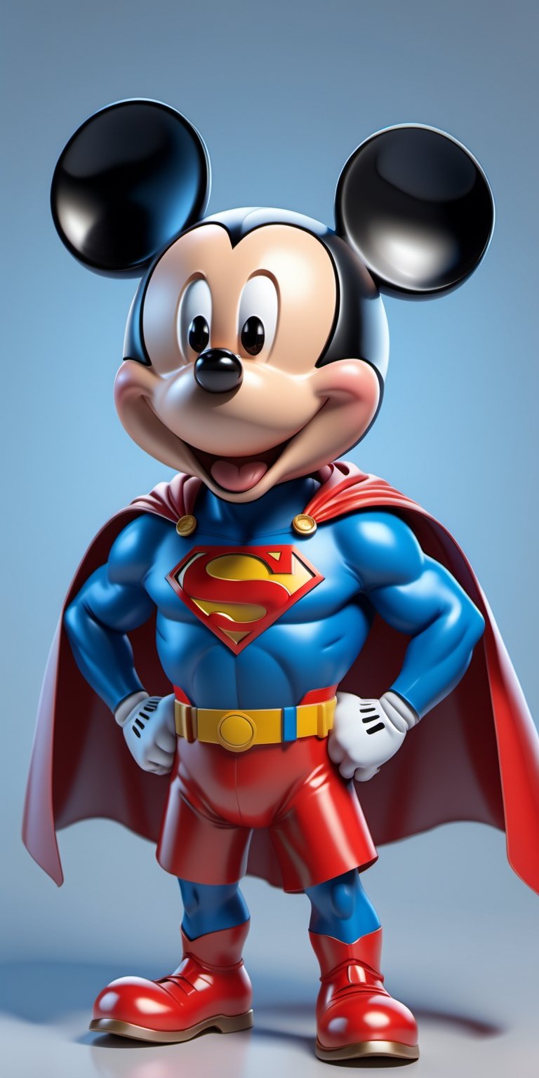 "A masterpiece illustration of Mickey Mouse as a Superman,  wearing a superman suite,  blue light by miramura101 on Tensor...