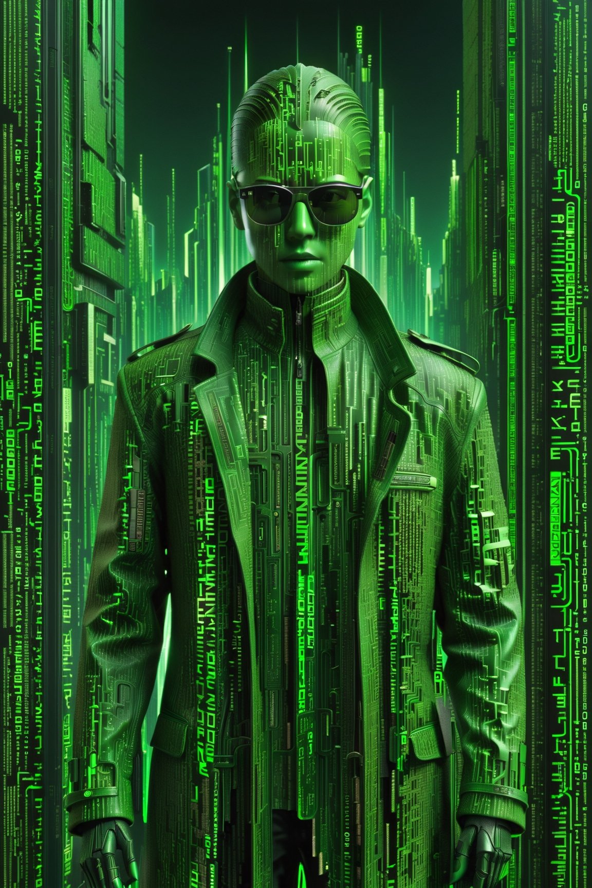 Matrix code Enigma Art Style,  made up of detailed green lines of digital code,  highly detailed by miramura101 on Tensor.Art