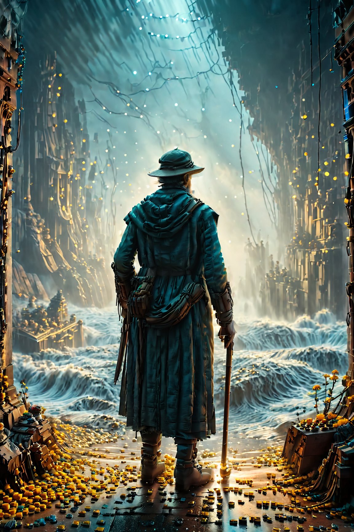 ((masterpiece)), ((best quality)), 8k, high detailed, ultra-detailed, a haunting and ethereal digital painting of A cosmic wanderer traverses the void, seeking answers among the stars. Movie Poster, cinematic light, Professional Art
many details, extreme detailed, full of details, wide range of colors, Dramatic, Dynamic, Cinematic, Sharp details, Insane quality, Insane resolution, Insane details. Masterpiece, 32k resolution. oblivious to the dark and eerie surroundings. The figure is intricately detailed, with delicate looks and a weathered appearance. The composition is dynamic and atmospheric, with muted colors and dramatic lighting, evoking a sense of mystery and foreboding. Inspired by the works of classical painters like Caspar David Friedrich, this artwork captures the captivating and haunting nature of the scene. Created using digital painting techniques and rendered with realistic textures and lighting effects for a stunning and immersive visual experience.,more detail XL,cinematic_grain_of_film,lego,LegendDarkFantasy