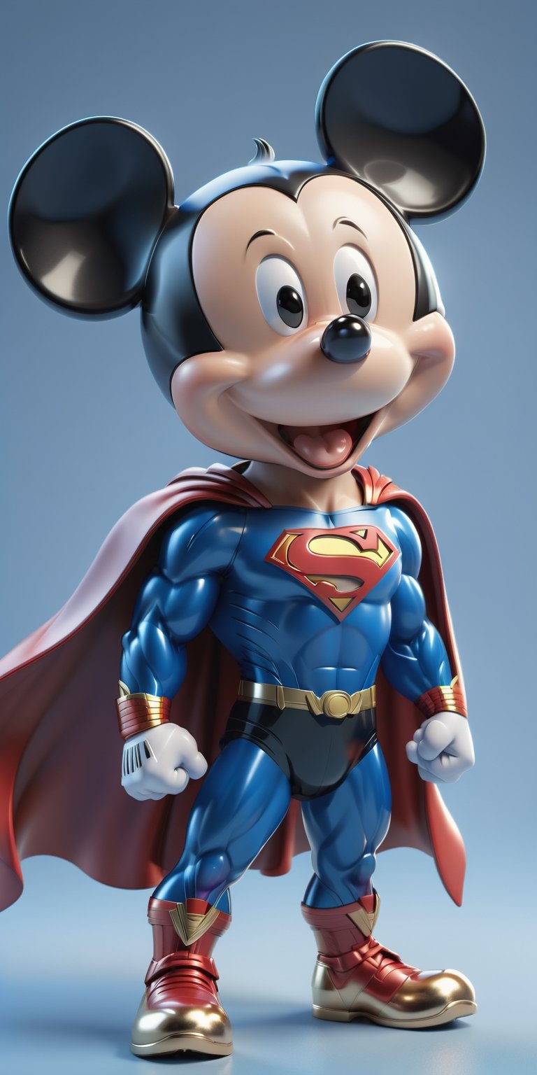"A masterpiece illustration of Mickey Mouse as a Superman,  wearing a superman suite,  blue light by miramura101 on Tensor...