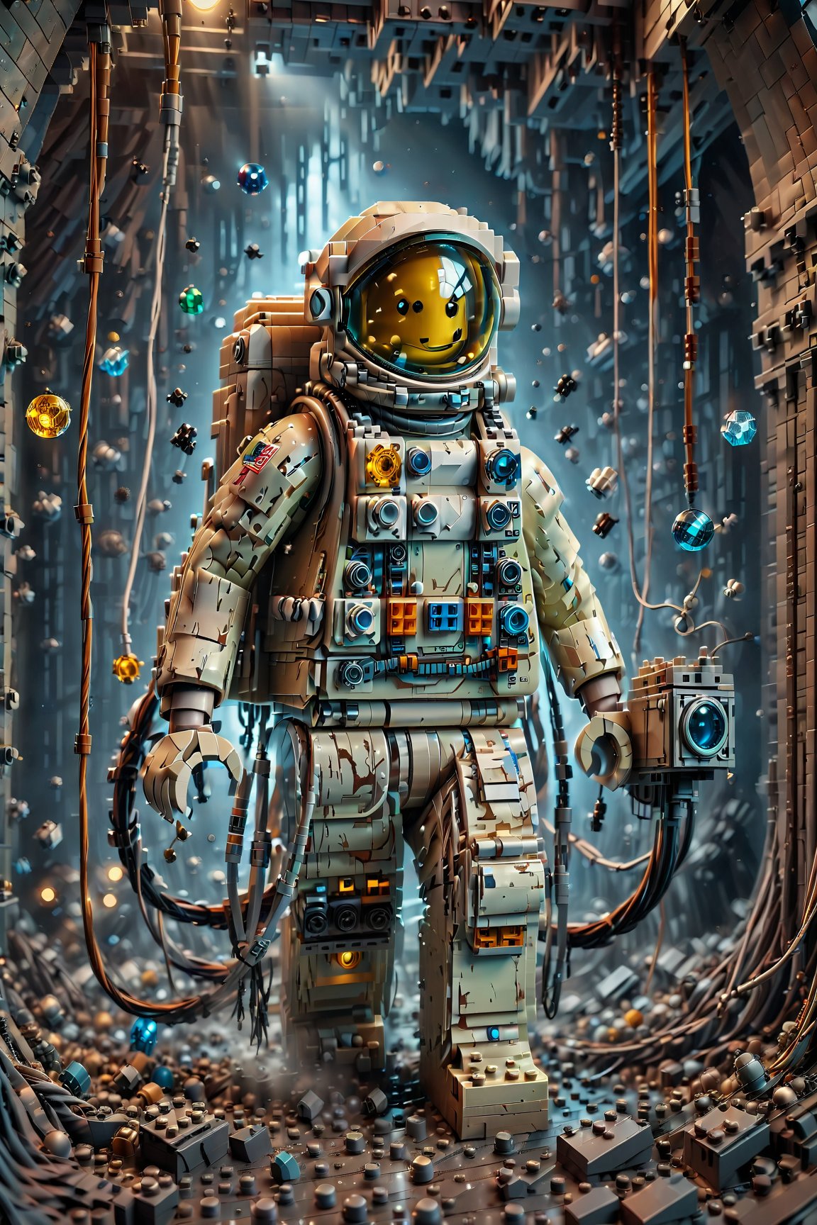 ((masterpiece)), ((best quality)), 8k, high detailed, ultra-detailed, a haunting and ethereal digital painting of A cosmic astronaut traverses the void, seeking answers among the stars. Movie Poster, cinematic light, Professional Art
many details, extreme detailed, full of details, wide range of colors, Dramatic, Dynamic, Cinematic, Sharp details, Insane quality, Insane resolution, Insane details. Masterpiece, 32k resolution. oblivious to the dark and eerie surroundings. The figure is intricately detailed, with delicate looks and a weathered appearance. The composition is dynamic and atmospheric, with muted colors and dramatic lighting, evoking a sense of mystery and foreboding. Inspired by the works of classical painters like Caspar David Friedrich, this artwork captures the captivating and haunting nature of the scene. Created using digital painting techniques and rendered with realistic textures and lighting effects for a stunning and immersive visual experience.,more detail XL,cinematic_grain_of_film,lego,LegendDarkFantasy