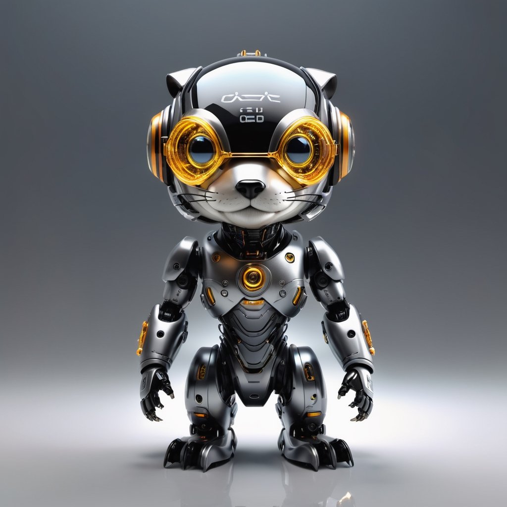 robotic otter, (blind box toy style:1.2), (full body shot), 1 Transparent Body,Behind him is a cute transparent otter robot, cute, small, big eyes, Transparent Mech, Exquisite Helmet:1.2, Glasses:1.2, Cyberpunk, dreamy glow , luminous neon lights, clean, grey background, ( global illumination, ray tracing, HDR, unreal render, Reasonable design, high detail, master part, best quality, hyper HD, Cinematic lighting), generate a mascot for tenten, create logo "TA" On the image, number "10" display on the background, ((( drawing "TA" logo ))), a mascot that will represent creativity, free to create any prompt given,DonMCyb3rN3cr0XL ,cyborg style,zj,cyborg