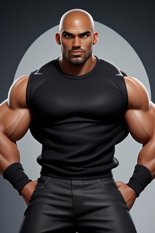 black (((bald head man))),  mix of the rock and boris khojoe,  muscular build by aswad1 on Tensor.Art