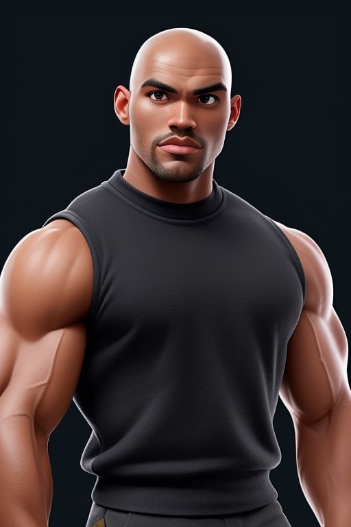 black (((bald head man))),  mix of the rock and boris khojoe,  muscular build by aswad1 on Tensor.Art