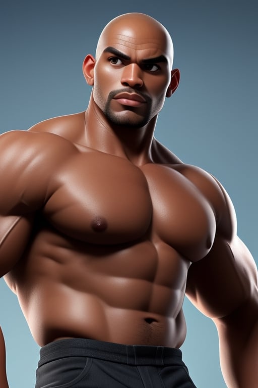 black (((bald head man))),  mix of the rock and boris khojoe,  muscular build by aswad1 on Tensor.Art