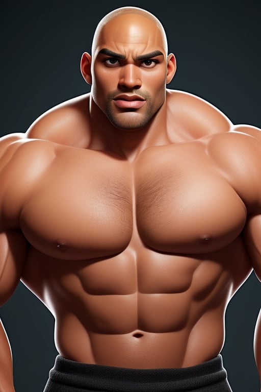 black bald man mix of the rock and boris khojoe,  big muscular build by aswad1 on Tensor.Art