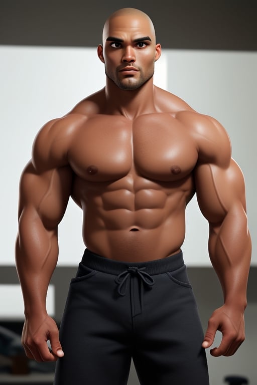 black bald man mix of the rock and boris khojoe,  muscular build by aswad1 on Tensor.Art