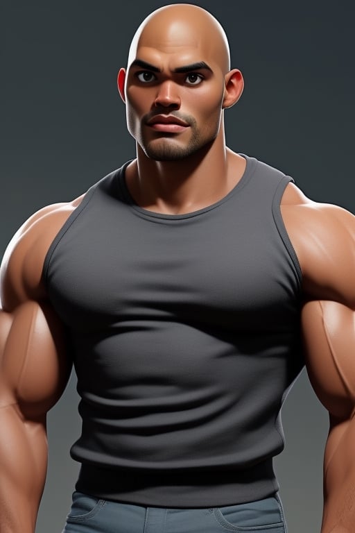 black bald head man mix of the rock and boris khojoe,  muscular build,  perfectly detailed by aswad1 on Tensor.Art