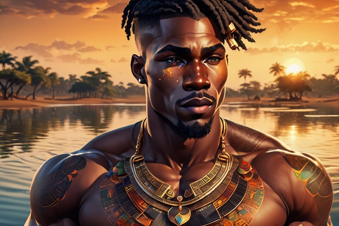 From front laying on his side,  imagine a(((stunnigly handsome fully nude))),  african man))) by aswad1 on Tensor.Art
