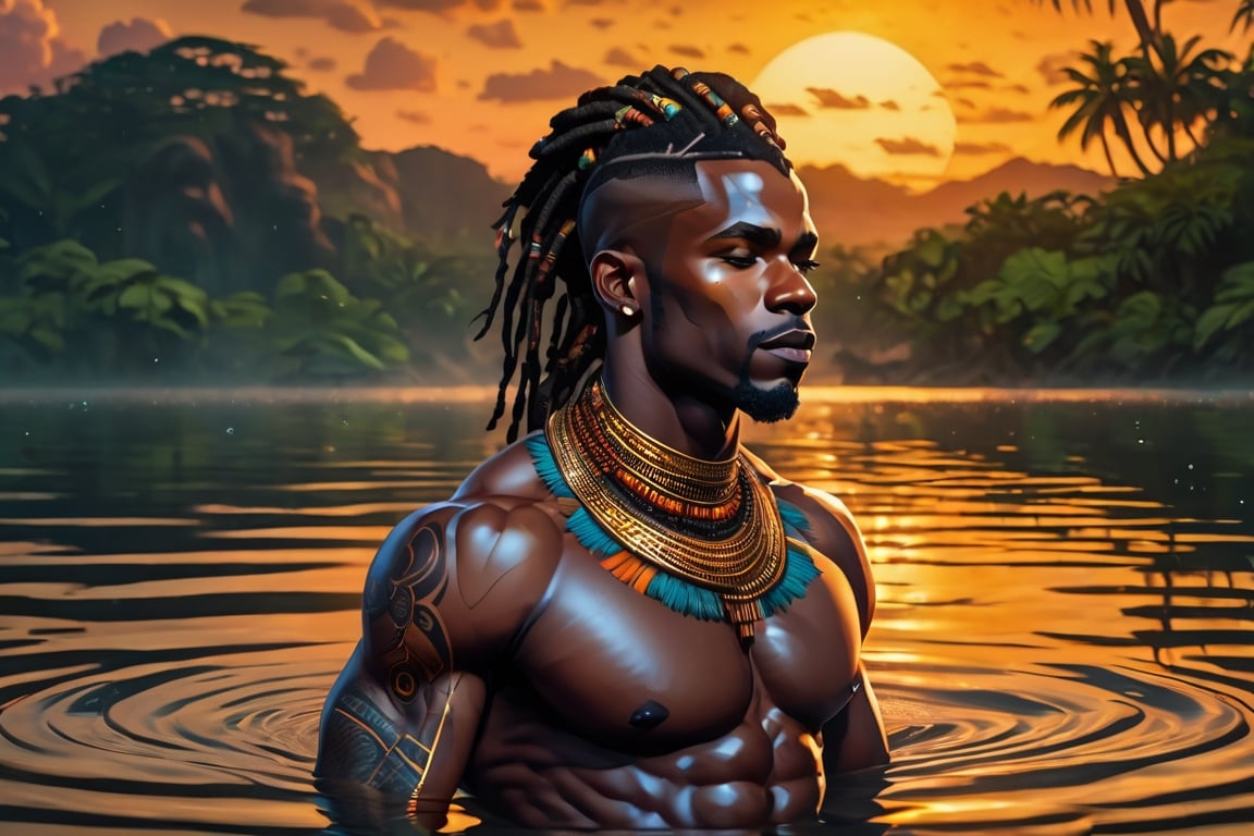From front,  laying on his side,  imagine a(((stunnigly handsome fully nude by aswad1 on Tensor.Art