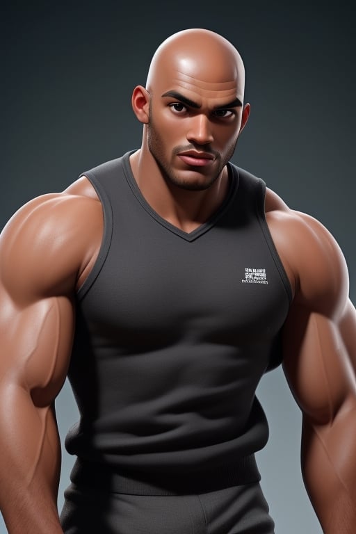 black (((bald head man))),  mix of the rock and boris khojoe,  muscular build by aswad1 on Tensor.Art