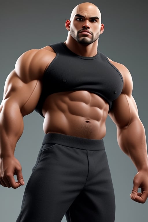 black bald head man mix of the rock and boris khojoe,  muscular build,  perfectly detailed by aswad1 on Tensor.Art