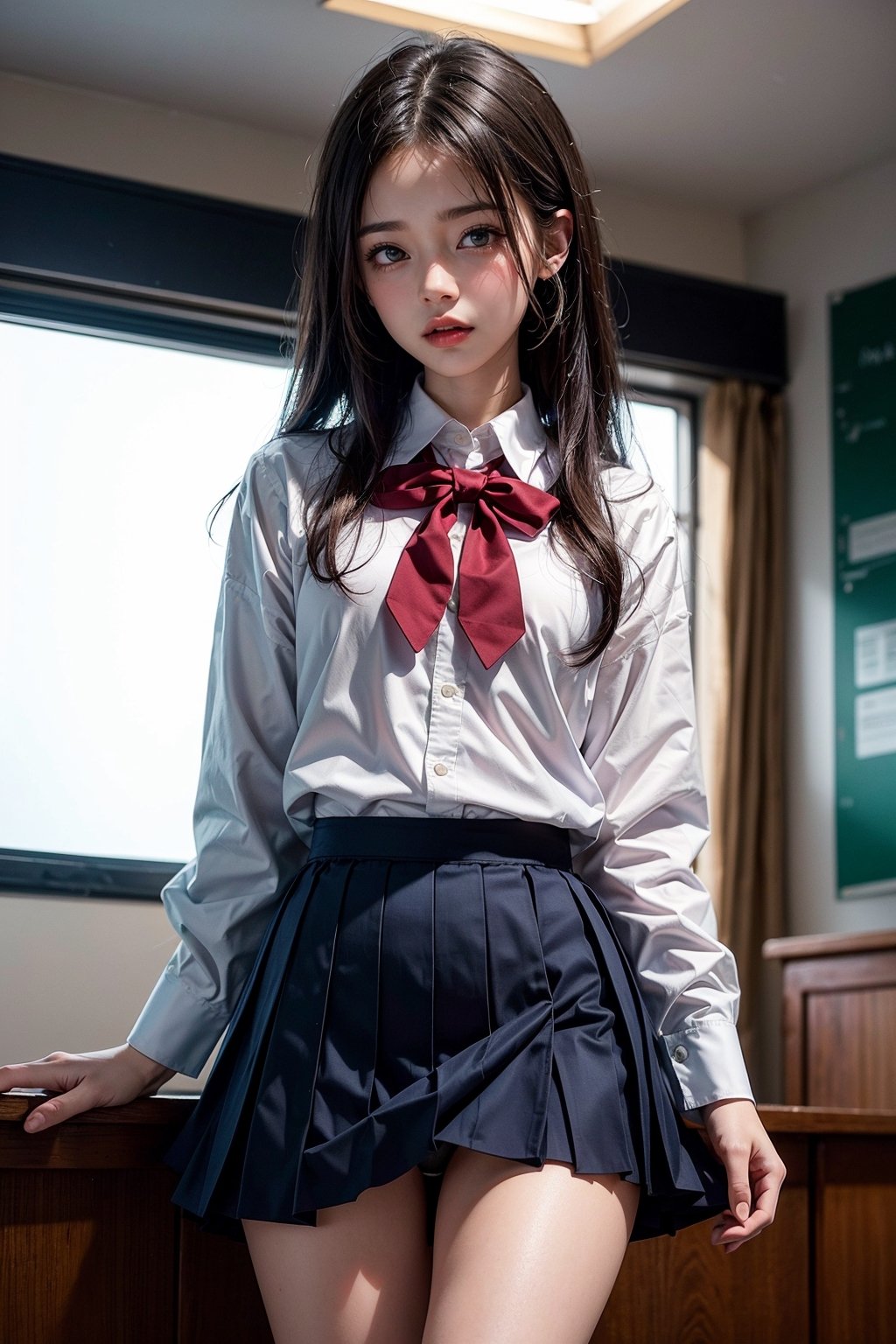 XXMix_biracial_3.4fp16XXMix_biracial_3.4fp16masterpiece, best quality, ultra-detailed, {cinematic lighting}, {illustration}, 1girl, white school_uniform, navy blue skirt, raises skirt, transaparent panty, shy look