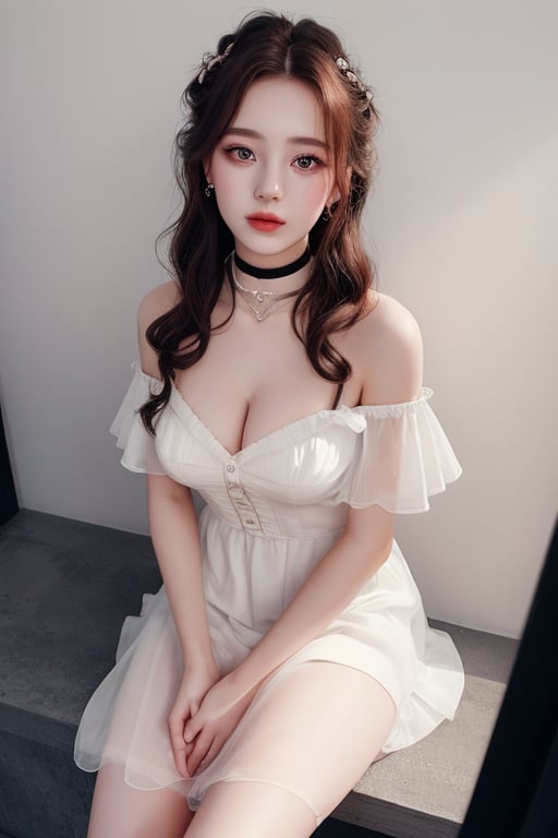 photography of a 20yo woman, masterpiece, whole dress, heart choker,hair_style,  whole body
,photorealistic,analog,realism, A compassionate girl with a heart full of love, spreading warmth and affection to those around her.