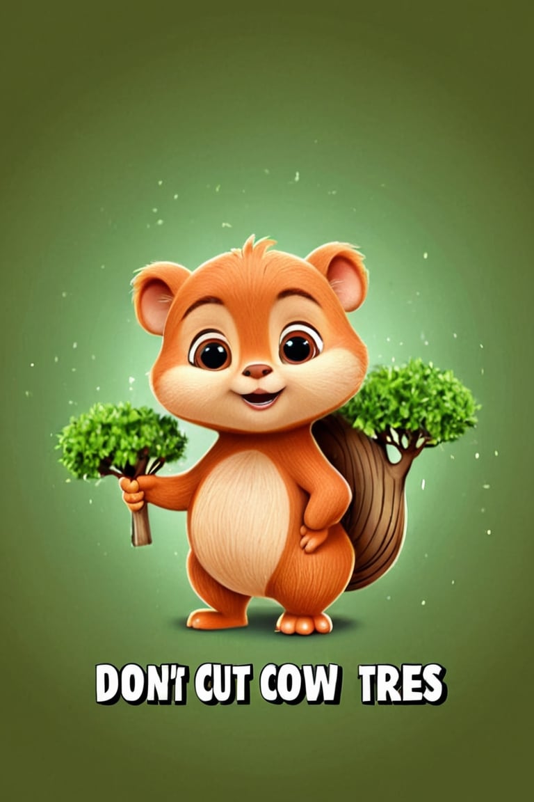 a very cute little chitta ((( with the text: "Don't Cut down trees! 2000 Likes"))),cartoon logo