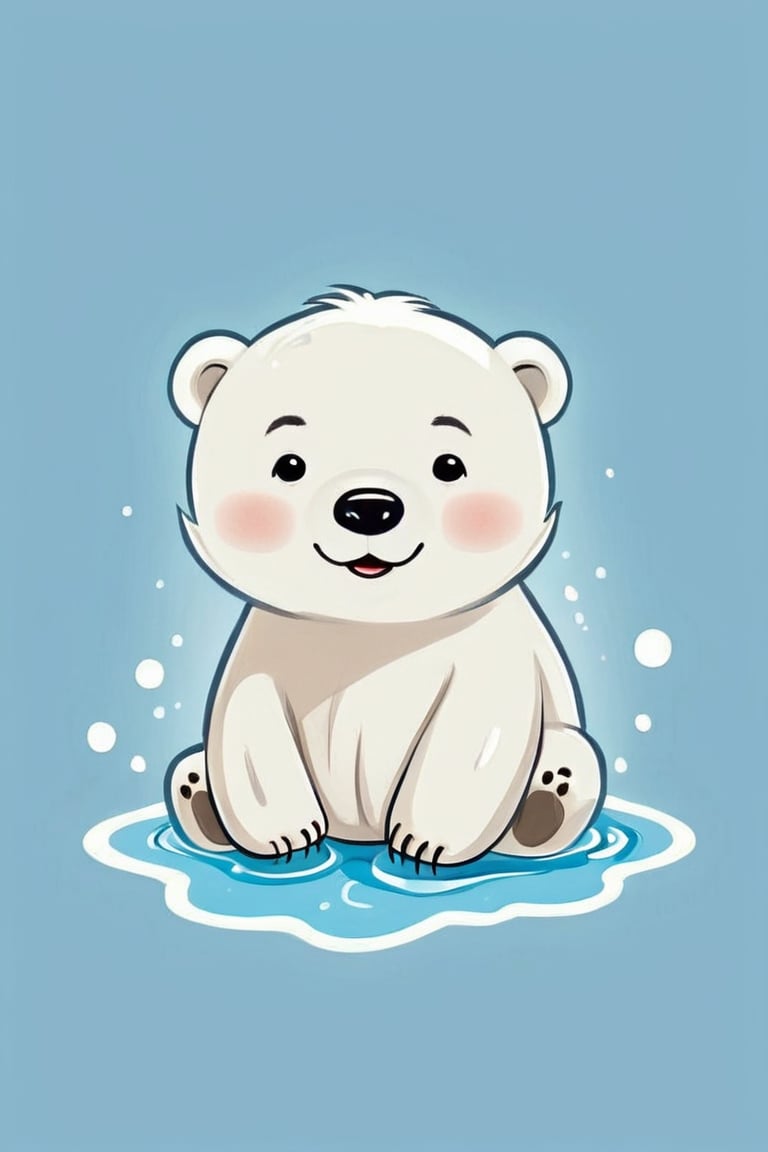 a very cute little polar bear ((( with the text: "My Home is Melting! "))),cartoon logo