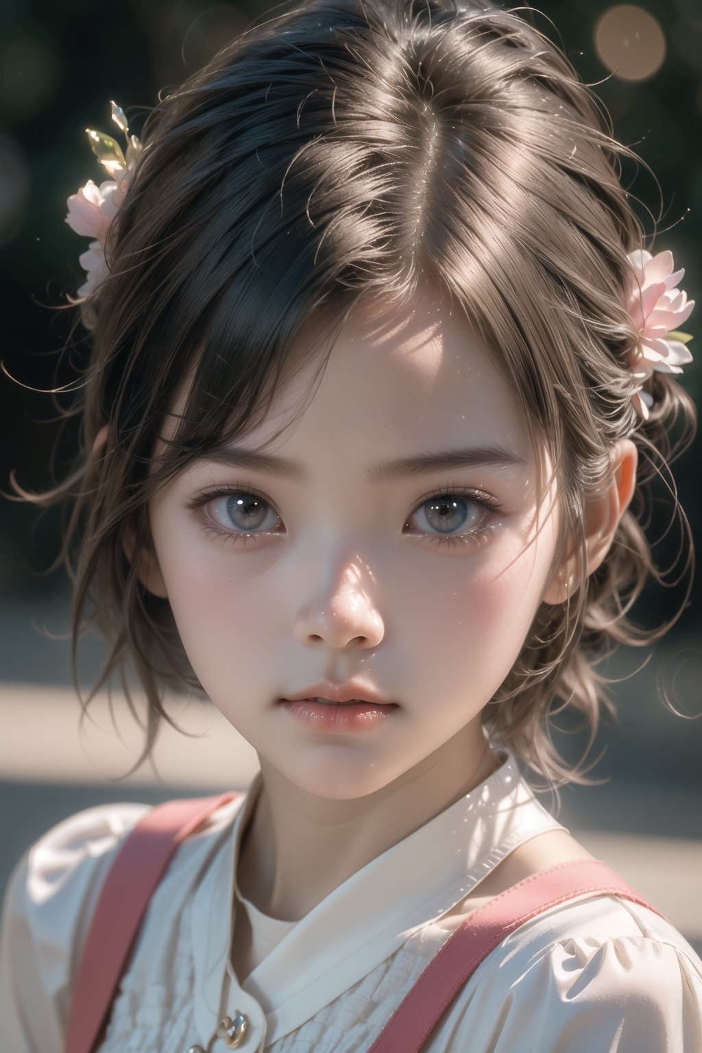 臉：((Face features of young and little girl)),  The facial features of a real korean little girl,  A very beautiful and cut...