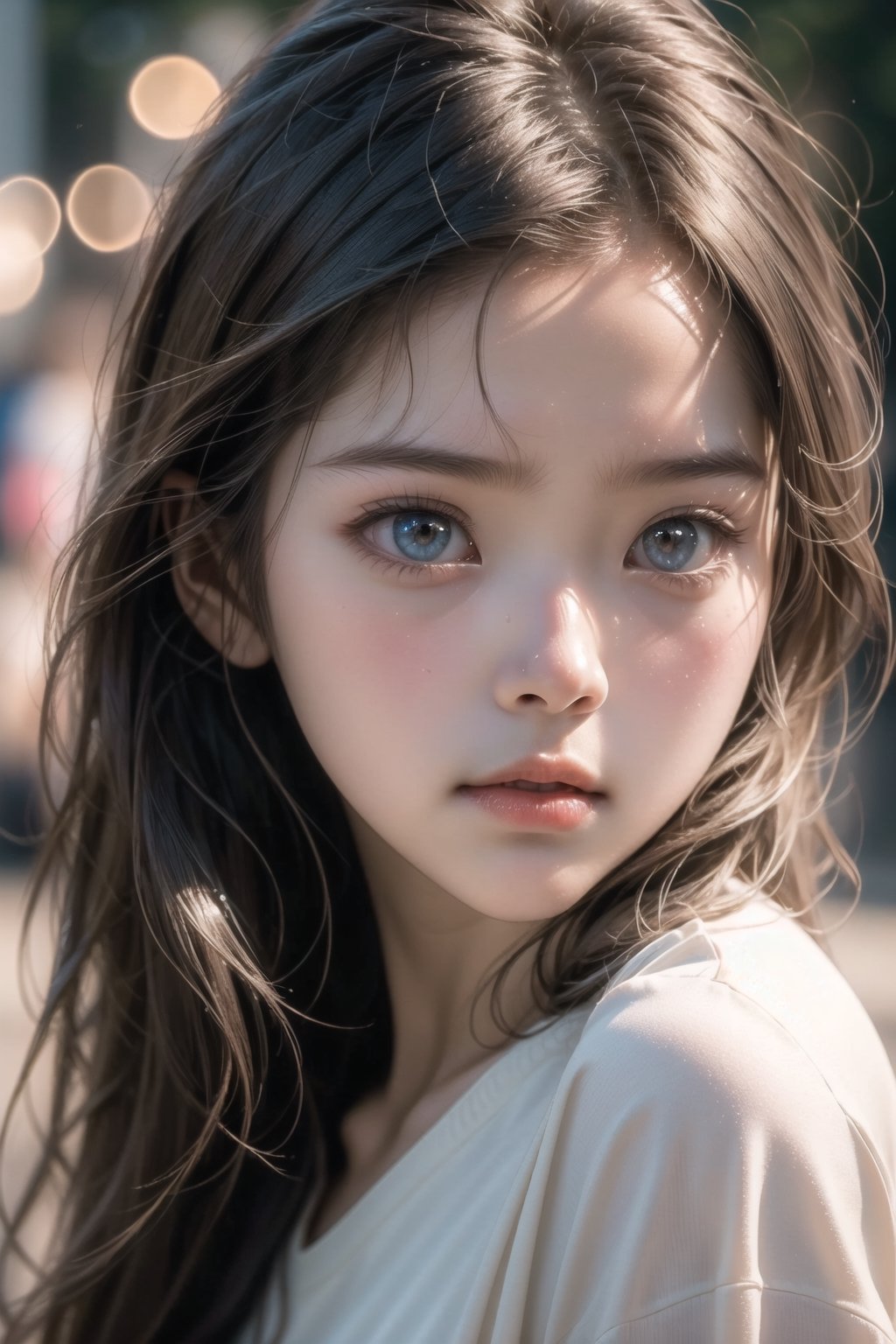 臉：((Face features of young and little girl)),  The facial features of a real korean little girl,  A very beautiful and cut...