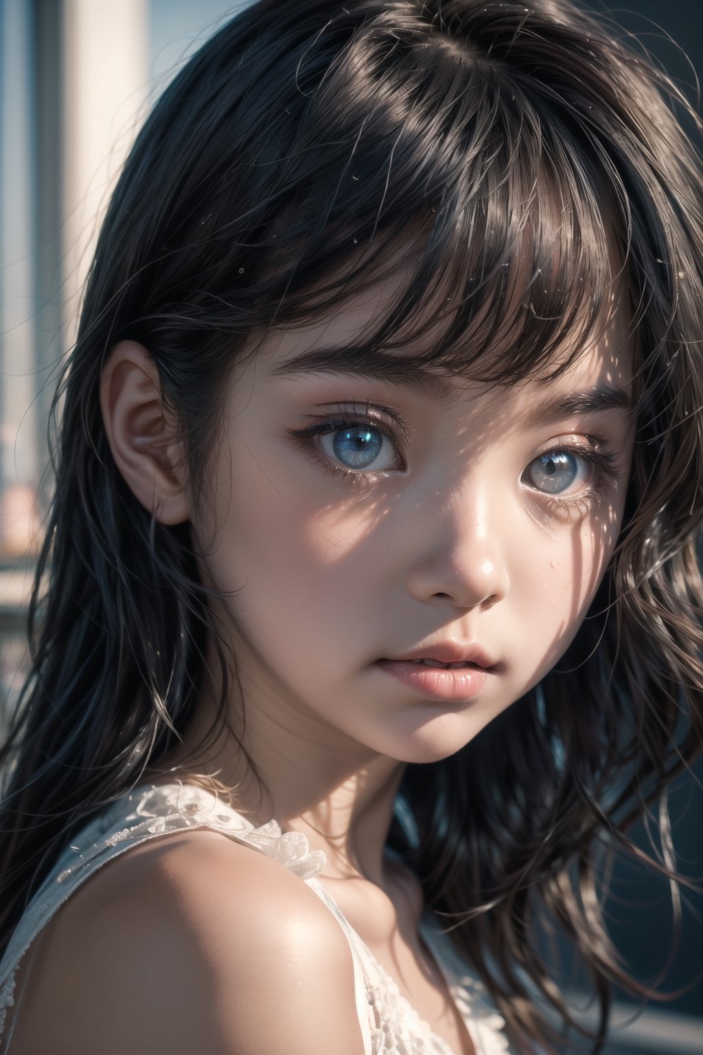 臉：((Face features of young and little girl)),  The facial features of a real korean little girl,  A very beautiful and cut...