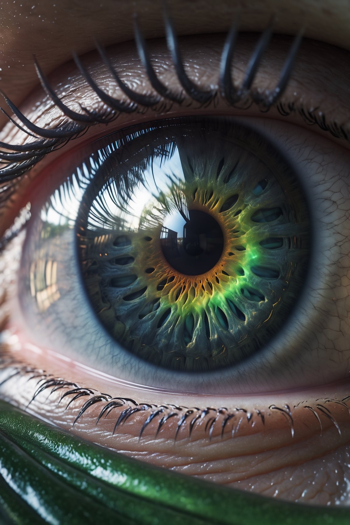 (((Masterpiece))),  A high-definition photo of a (((aliens eye,  where the iris transitions into a an alien spaceship))) b...