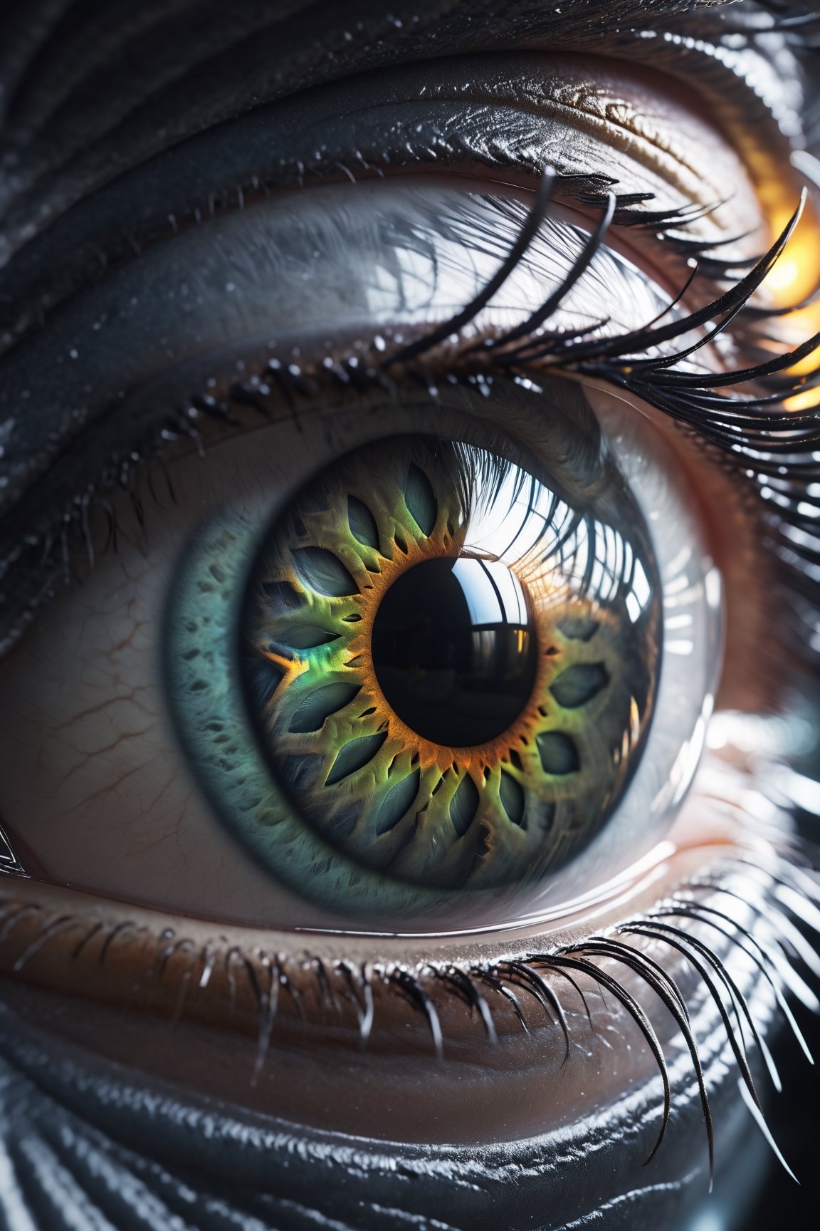 (((Masterpiece))),  A high-definition photo of a (((aliens eye,  where the iris transitions into a an alien spaceship))) b...