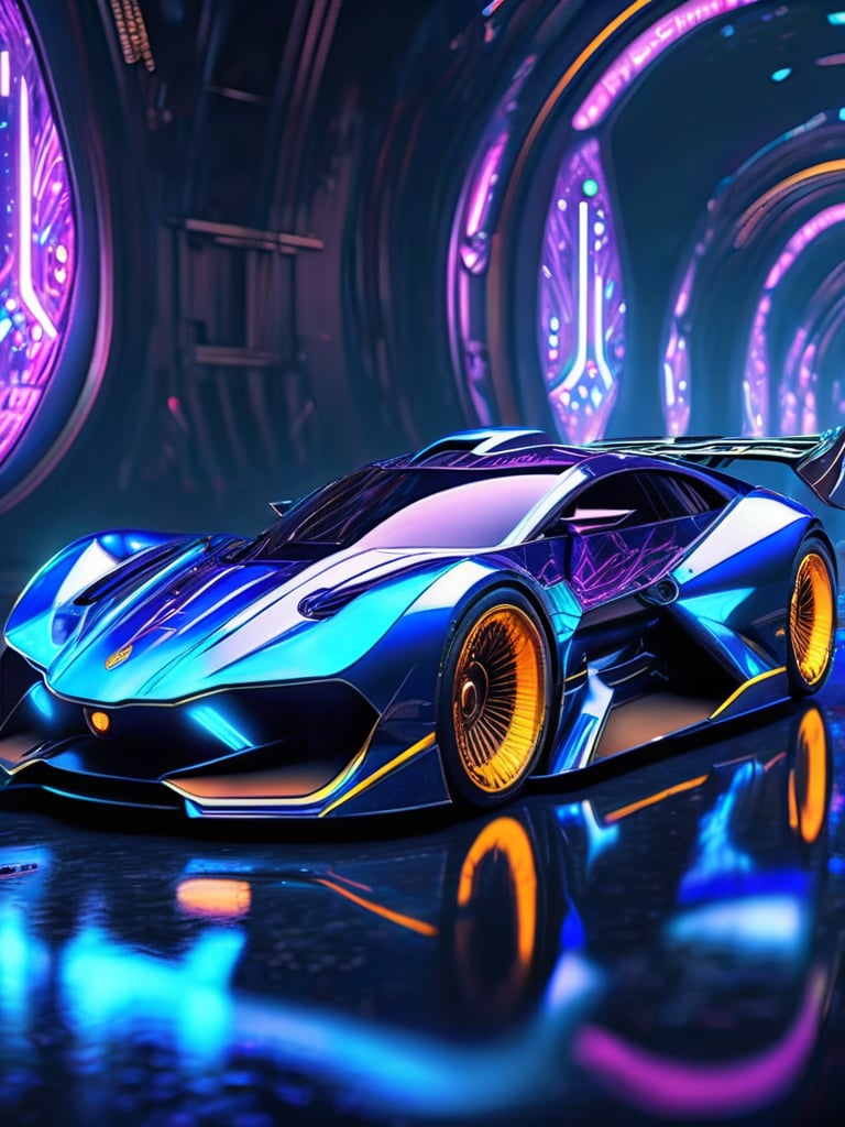 Masterpiece,  futuristic cyberpunk style blue metallic race car,  futuristic theme by Talk About News!  on Tensor.Art