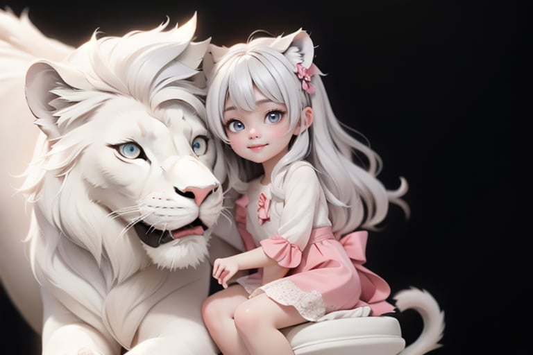 a cute small petite cherub sitting on a big white lion,  white clothing,  white pumps by Ashmuth on Tensor.Art