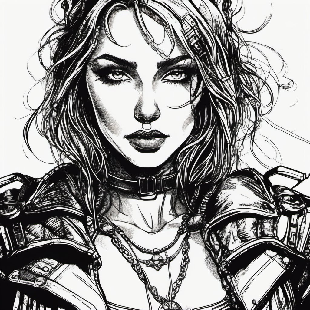 body drawing of a cyberpunk girl at midnight street in style of skrmk ,  dark theme surreal,  morbid by kg_09 ✔️ on Tensor...