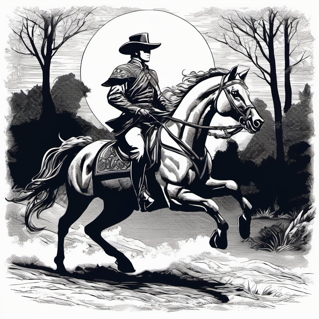 wraith rider galloping on a horseback at midnight with moonlight in style of skrmk ,  dark theme surreal,  morbid by kg_09...