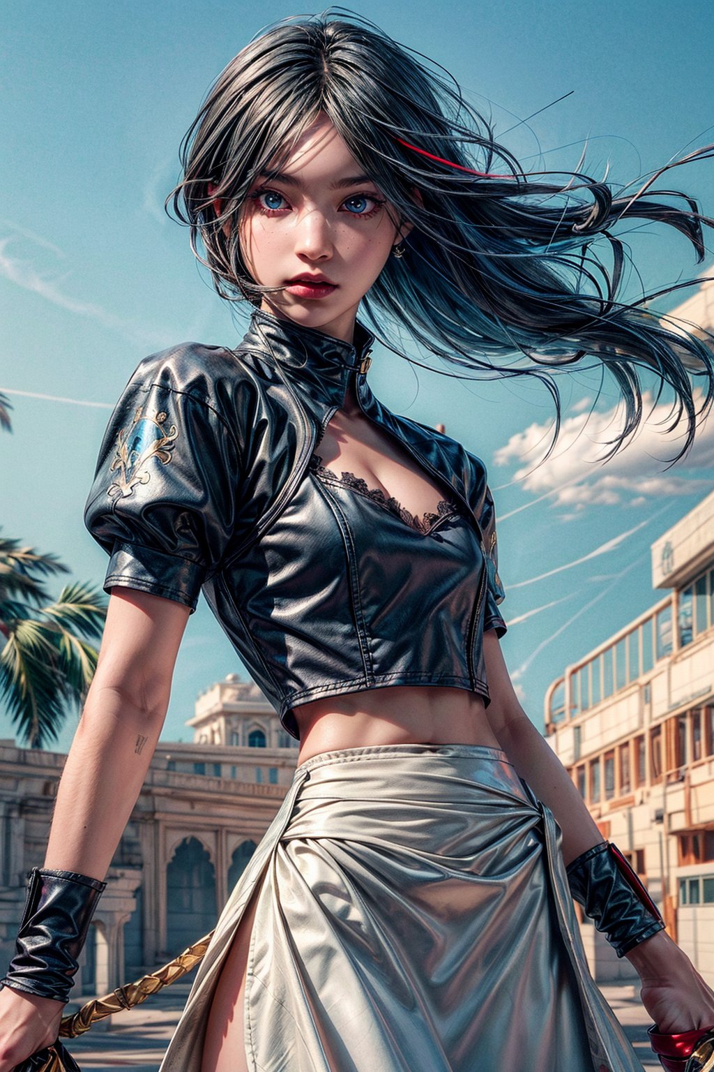 masterpiece, best quality), intricate details,(masterpiece, top quality, best quality, official art, beautiful and aesthetic)16K, HD, masterpiece, detailed background, Facing the camera. Close-up view.



(dynamic pose),1girl, blue-red eyes, pirate, armor, skirt, hentai style, area lighting,(freckles:0.8),3DMM,yorha no. 2 type b,Indian