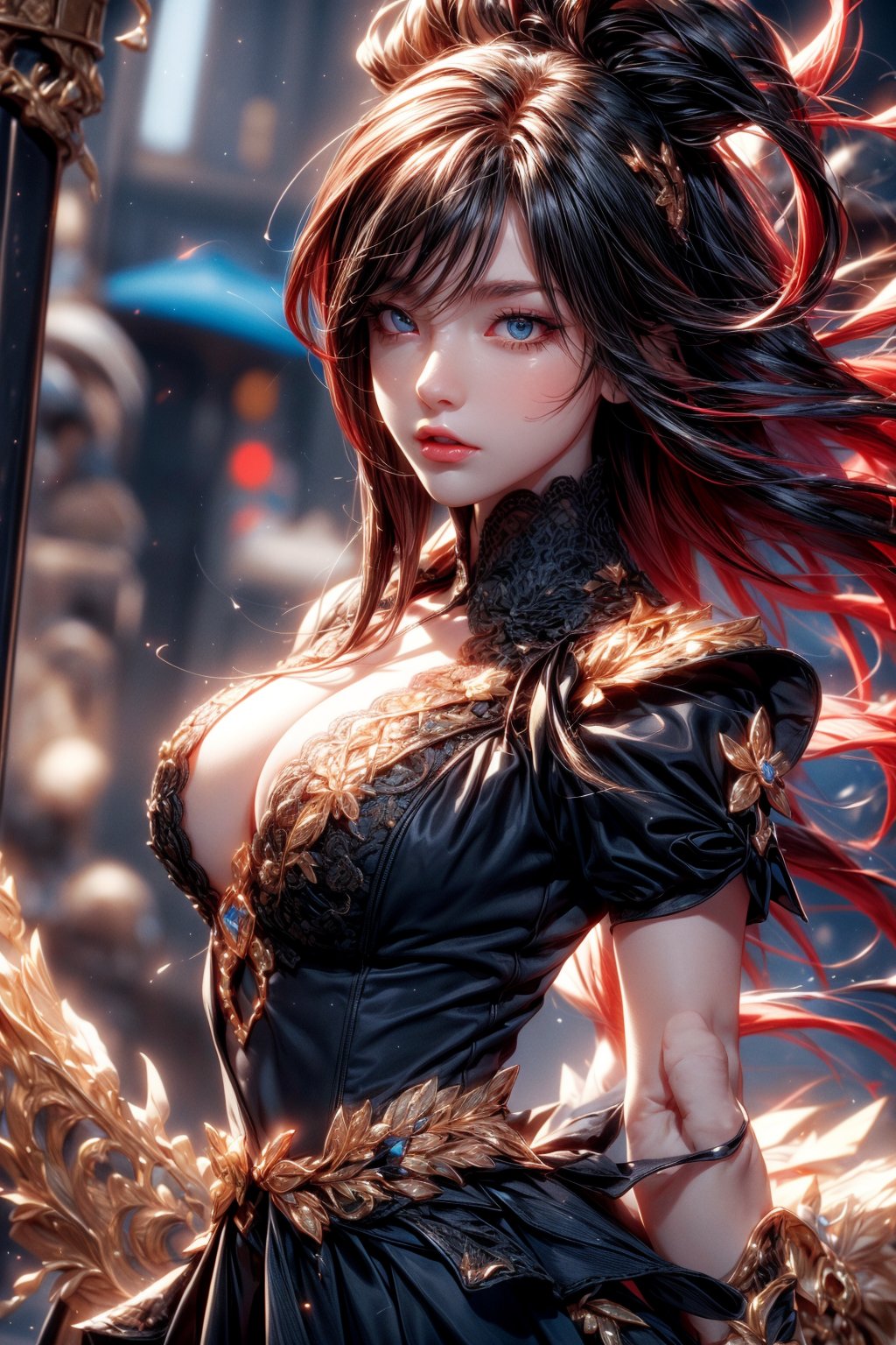 masterpiece, best quality), intricate details,(masterpiece, top quality, best quality, official art, beautiful and aesthetic)16K, HD, masterpiece, detailed background, Facing the camera. Close-up view.



(dynamic pose),1girl, blue-red eyes, pirate, armor, skirt, hentai style, area lighting,(freckles:0.8),3DMM,yorha no. 2 type b