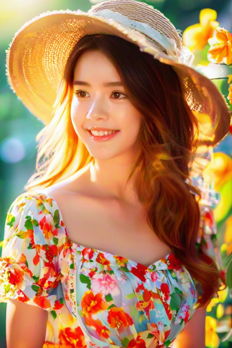 (extreme close up:1.4), (face focus:1.4),(side face:1.4)),(1girl surrounded by soft_light:1.4), (backlighting:1.4), (lighting),(flowing fabric:1.3), ((Floral_summer_dress:1.4),(Straw_hat:1.3)),
(masterpiece), realistic, HDR, highly detailed, 8k, raw photo,
ambient occlusion, natural, harmonious composition, warm tones, fine art photography,