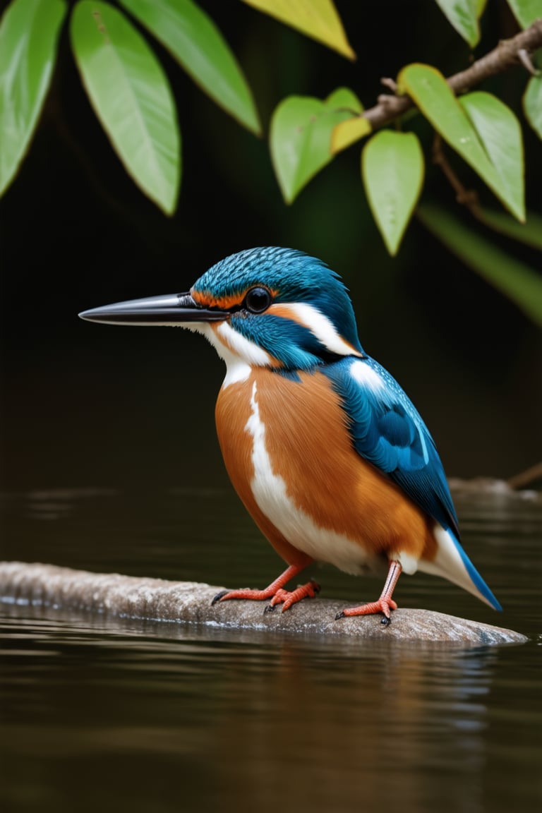 close up angle of, , ((),(3d Kingfisher in md air)) surrounded by jungle( waters), bird, detailed focus, deep bokeh, beautiful, , bight vib background. Visually delightful, 3D