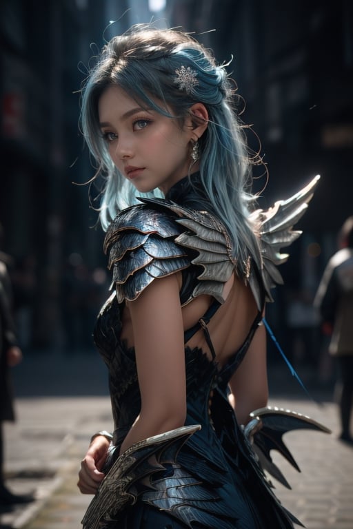 ((best quality)), ((masterpiece)), ((ultra-detailed)), extremely detailed CG, (illustration), ((detailed light)), (an extremely delicate and beautiful), a girl, solo, ((upper body,)), ((cute face)), expressionless, (beautiful detailed eyes), blue dragon eyes, (Vertical pupil:1.2), white hair, shiny hair, colored inner hair, (Dragonwings:1.4), [Armor_dress], blue wings, blue_hair ornament, ice adorns hair, [dragon horn], depth of field, [ice crystal], (snowflake), [loli], [[[[[Jokul]]]]]