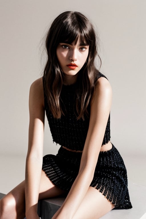 an editorial Photo of a 21-year-old model,  vogue high-fashion-model,  with a bored/Neutral expression by willerbeat on Te...