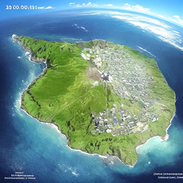 a map of Krabschelp, a remote volcanic cab shell shapped island spans 38 sq mi located in the Indian ocean, It has an elevations starting at 500 metres to 2,062 meters (6,765 ft) above sea level.