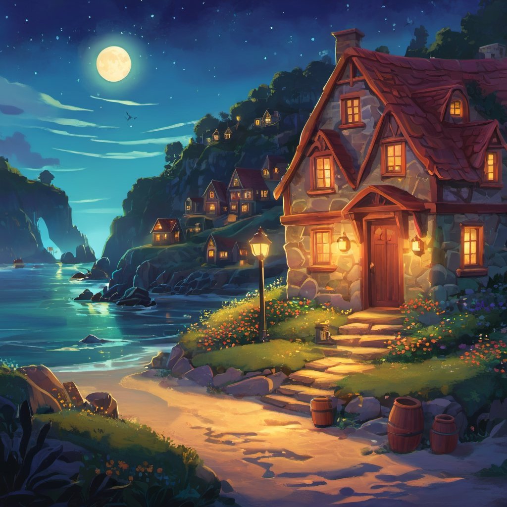 AI Art Prompt: Potter's Harbor Capture the eerie charm and mysterious allure of Potter's Harbor,  a small and enigmatic co...