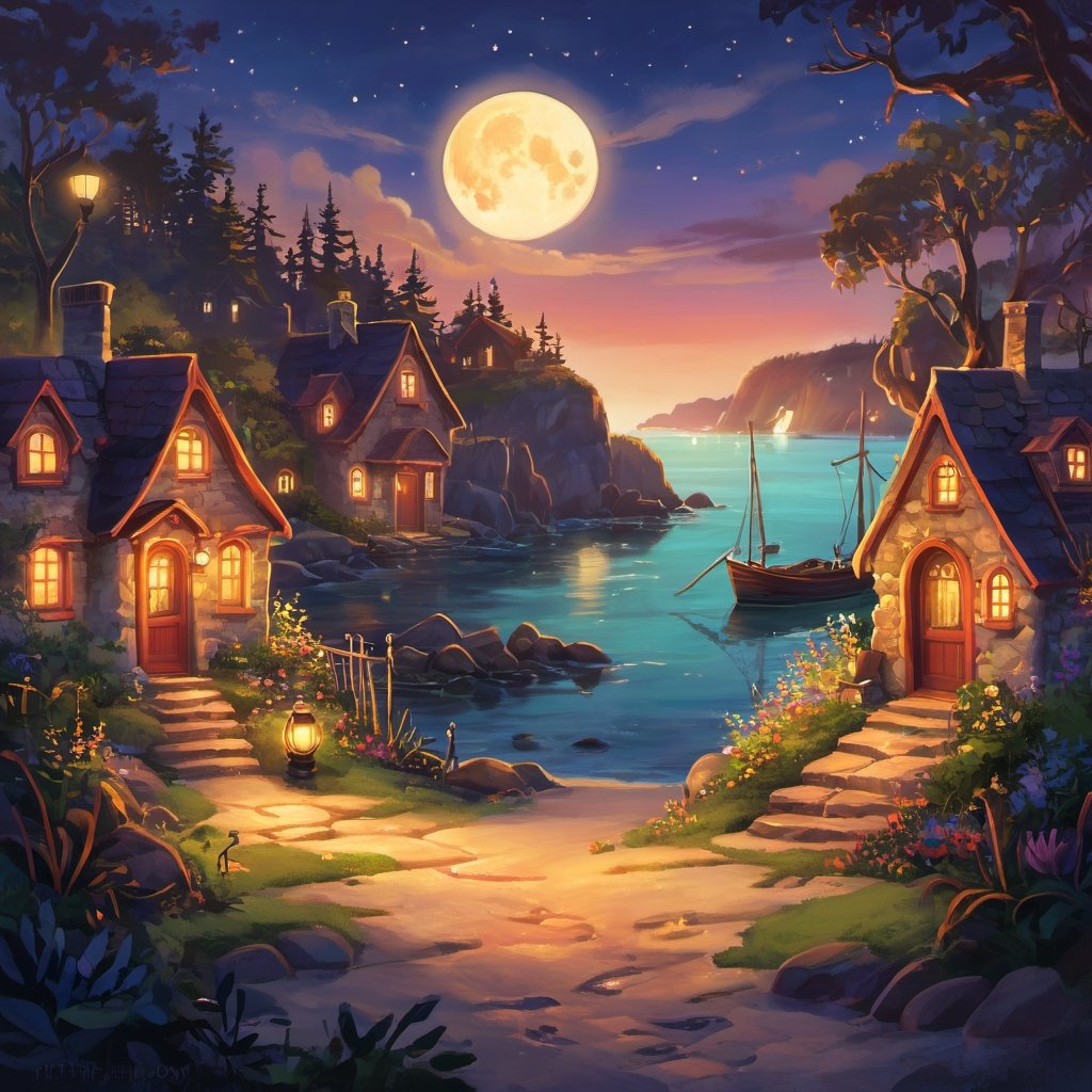 AI Art Prompt: Potter's Harbor Capture the eerie charm and mysterious allure of Potter's Harbor,  a small and enigmatic co...