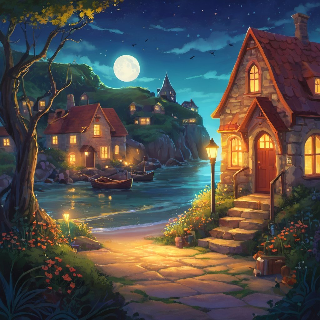AI Art Prompt: Potter's Harbor Capture the eerie charm and mysterious allure of Potter's Harbor,  a small and enigmatic co...