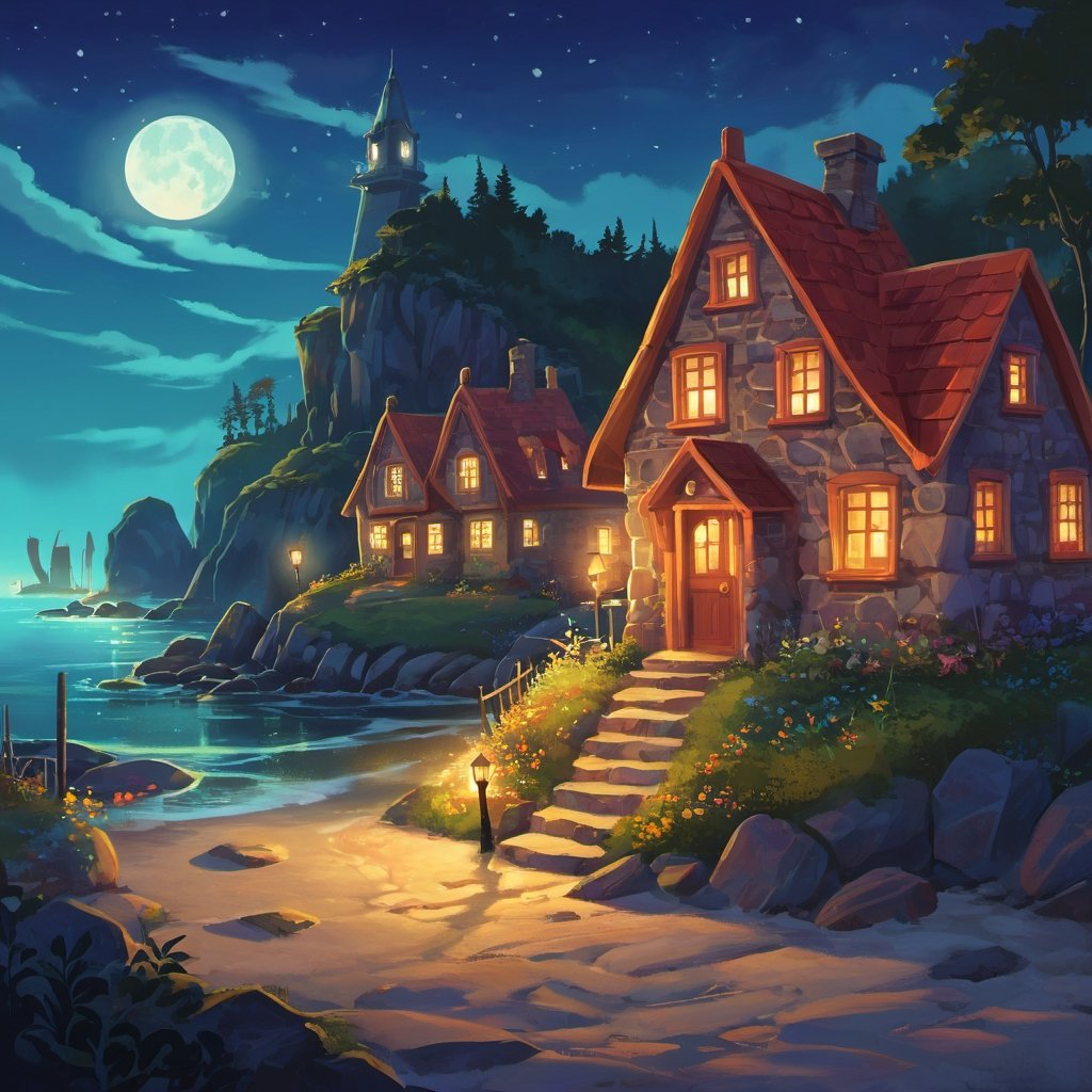 AI Art Prompt: Potter's Harbor Capture the eerie charm and mysterious allure of Potter's Harbor,  a small and enigmatic co...
